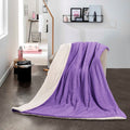 SMTE - New Reversible Super Soft Throw Striped Flannel Sherpa Blanket - Purple