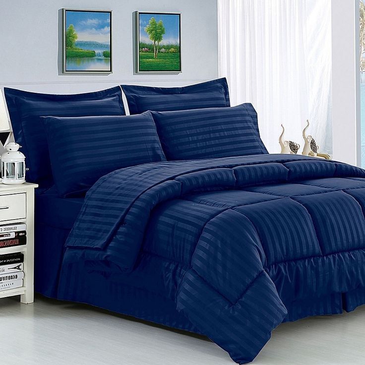 SMTE - Gripitt - 5pc Stripe Comforter Set - Royal Blue
