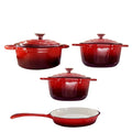 SMTE - Cast Iron Cookware 7 Piece - Red
