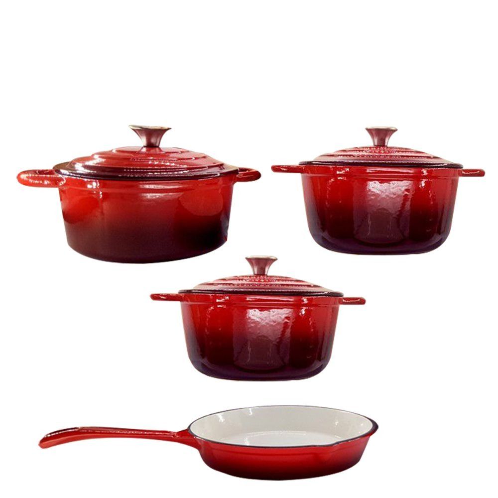 SMTE - Cast Iron Cookware 7 Piece - Red