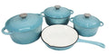 SMTE - Acesa - Quality 7 Piece Authentic Cast Iron Dutch Oven Cookware Pot Set - Sky Blue