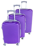 SMTE - 3Piece Purple ABS HardShell Luggage Set with Spinner Wheels & Lock
