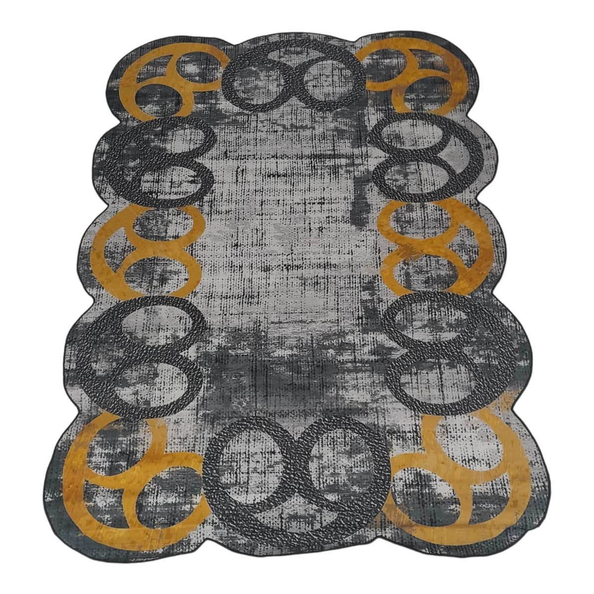SMTE -  Quality Large 3D Printed European Style Rug - Black & Gold - F1 - B27