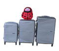 SMTE - Silver 3Piece ABS Luggage Set + Red Ladybug Kids Backpack