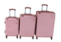 SMTE - 3Piece ABS Luggage Set, Rose Pink,Hardshell Spinner Suitcase&Security Lock