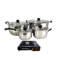 SMTE - High Heat Output Portable Gas Stove & Quality 4 Piece Pot Set Combo