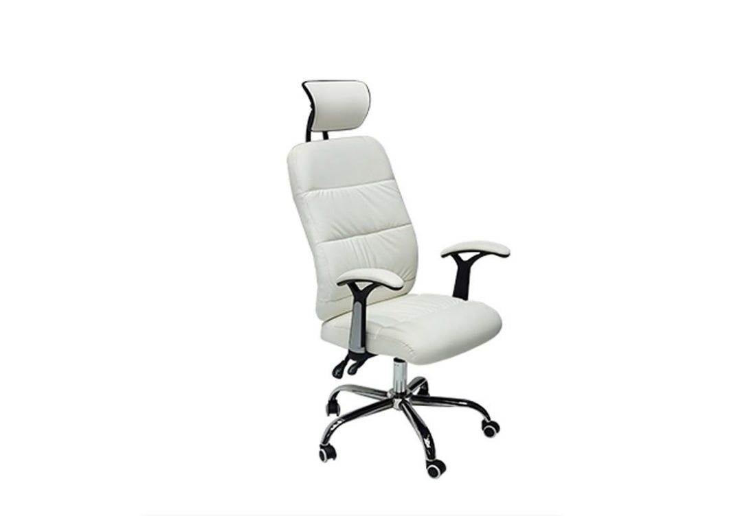 SMTE - Reclining Office PU Leather Chair with Head and Arm rests - White