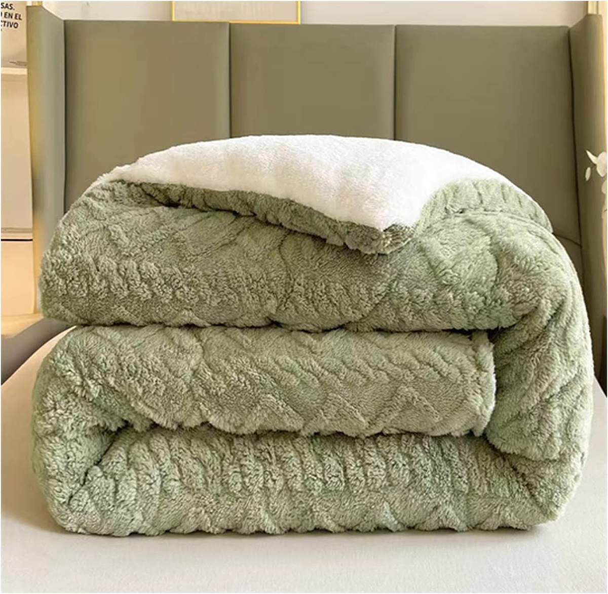 SMTE - Winter Cotton Duvet, Thick Warm Cashmere Blanket Bedding Hollowfibre - Green
