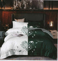 SMTE - Bedspread Set 5 Piece Microfiber - F14 - D11 - (White & Green ) - Double