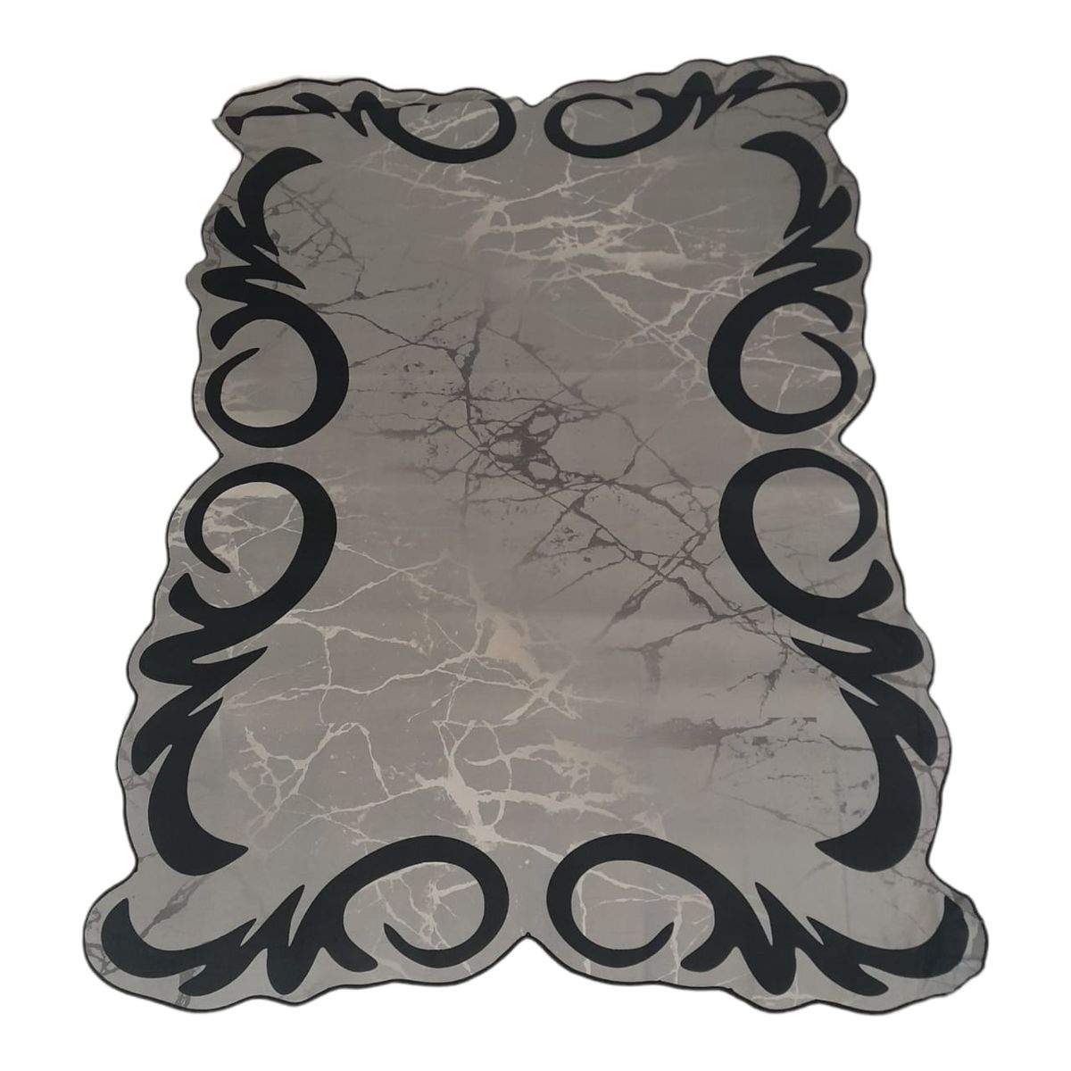 SMTE -  Quality Large 3D Printed European Style Rug - Black&Silver - F1 - B07