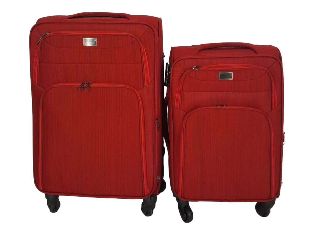 SMTE - Trolley 2 Piece Travel Luggage Spinner -Fabric - Red