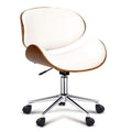 SMTE - Stylish Wooden and PU Leather Office Desk Chairs - White