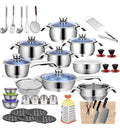 SMTE - Stainless Steel 7-Layer Thermal Bottom Cookware 50 Piece Set