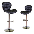 SMTE - Modern PU Leather Adjustable Swivel Bar StoolSet of 2Black