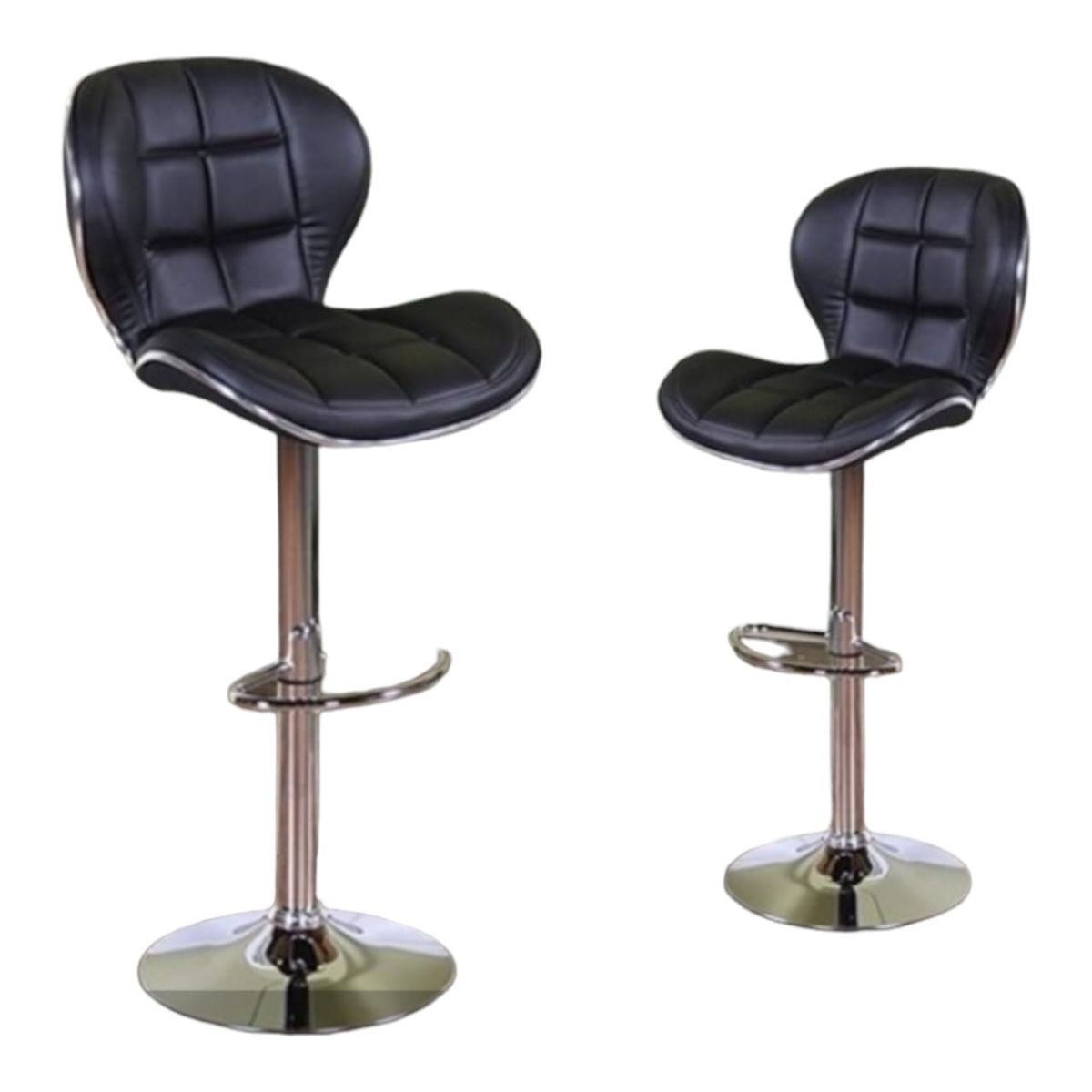 SMTE - Modern PU Leather Adjustable Swivel Bar StoolSet of 2Black