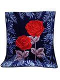 SMTE -  1Ply Blanket with Red Rose & Fern Border Design187cm x 226cm