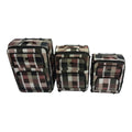 SMTE - Quality Luggage Set of 3 Leather Travel Suitcase Set Checks Art - C1