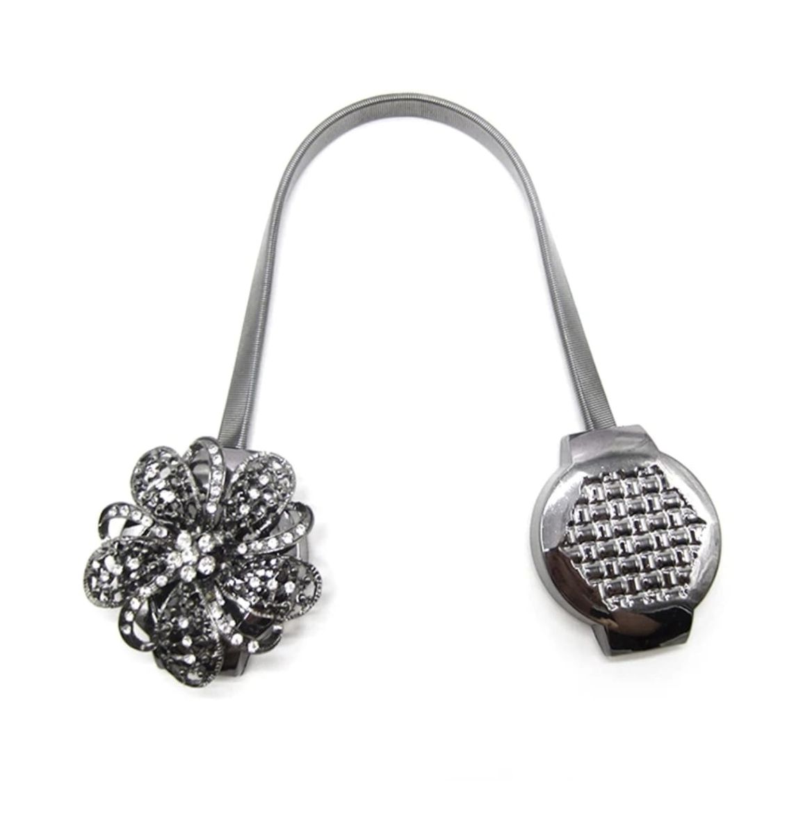 SMTE - High End Design Curtain Holder - Floral Set of Two - Silver