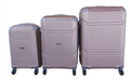 SMTE - Durable Pink ABS 3Piece Luggage Set with Spinner Wheels & Combination Lock