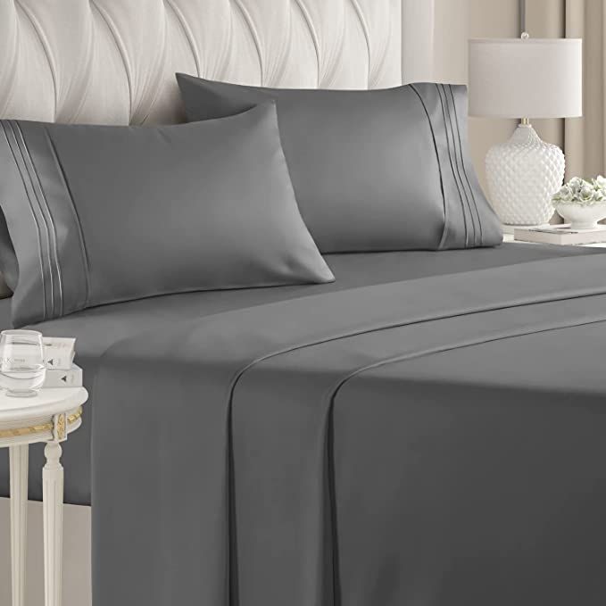 SMTE - 4 Piece Fitted Flat Sheet. - Dark Grey