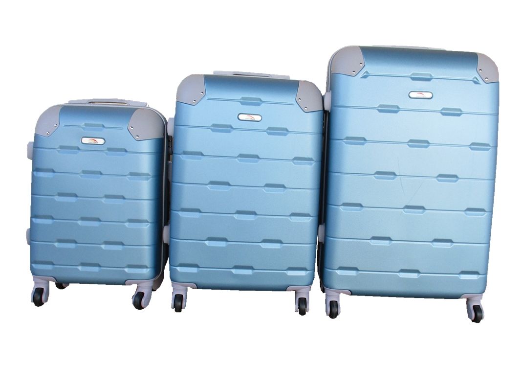 SMTE - 3 Piece Hard Outer Shell Protected Luggage Set - (A-P) - Light Blue