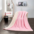 SMTE - New Super Soft Reversible Throw Striped Flannel Sherpa Blanket - Pink