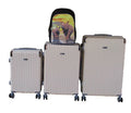 SMTE - 3Piece Cream ABS Luggage Set with Spinner Wheels + Rhino Backpack