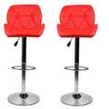 SMTE - Adjustable Modern Kitchen and Bar Padded Stools - Set of 2 - Red