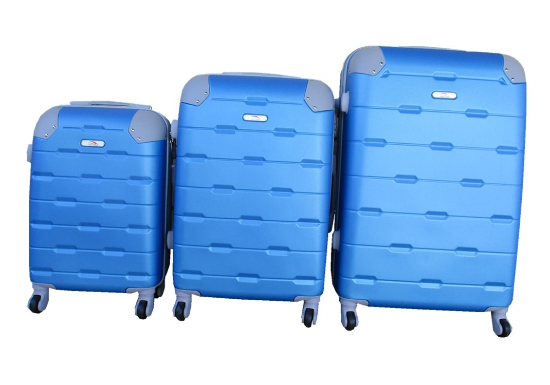 SMTE - 3 Piece Hard Outer Shell Protected Luggage Set - (A-P) - Blue