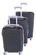 SMTE - Asa 3 Piece Quality Hard Outer Shell Ringletted Lightweight Luggage Set - Black