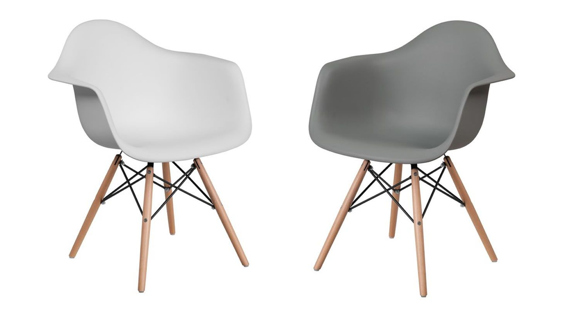 SMTE - Modern Molded Perla Arm Chairs - Set of 2