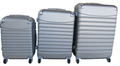 SMTE - Silver 3Piece ABS Luggage SetHardShell,Spinner Wheels, Telescoping Handle