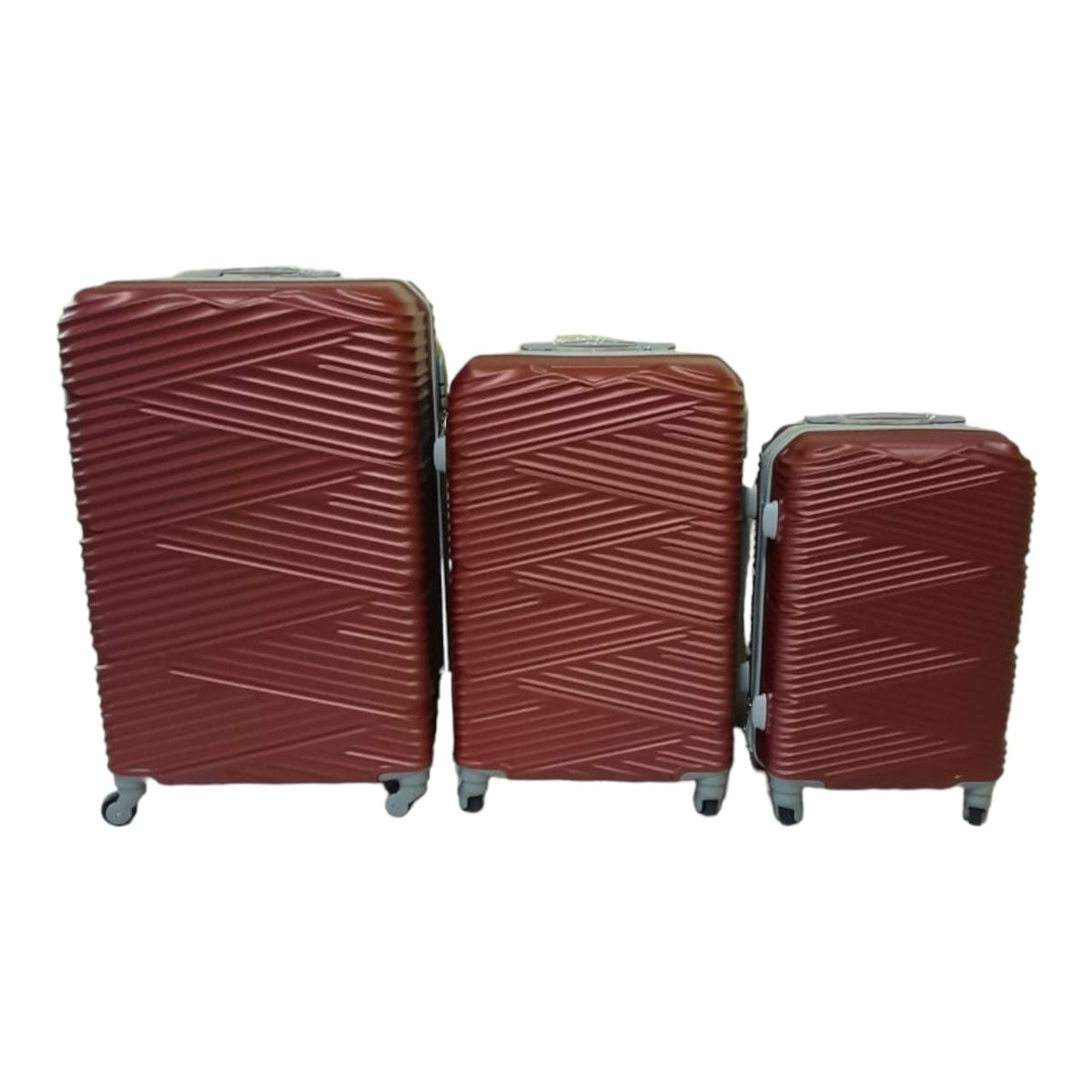 SMTE - Quad Wheel Quality Travel Ware - 3 Piece Luggage Set - S-7-W - Maroon