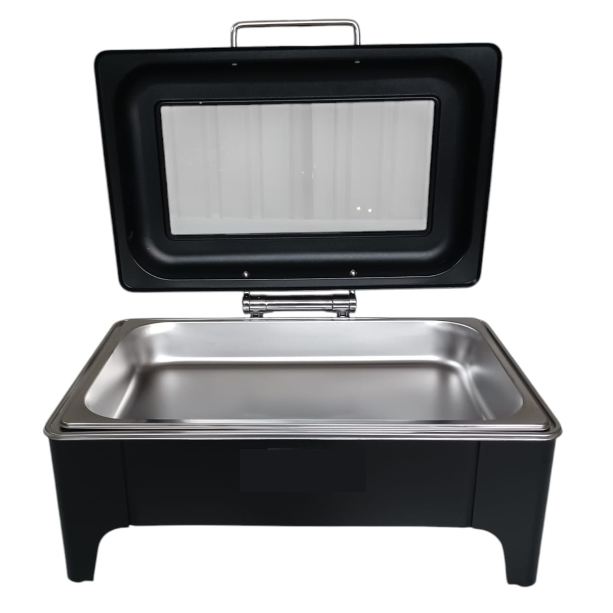 SMTE -  3003 Black Slow Down Chafing Dish with Glass LidStainless Steel 9L