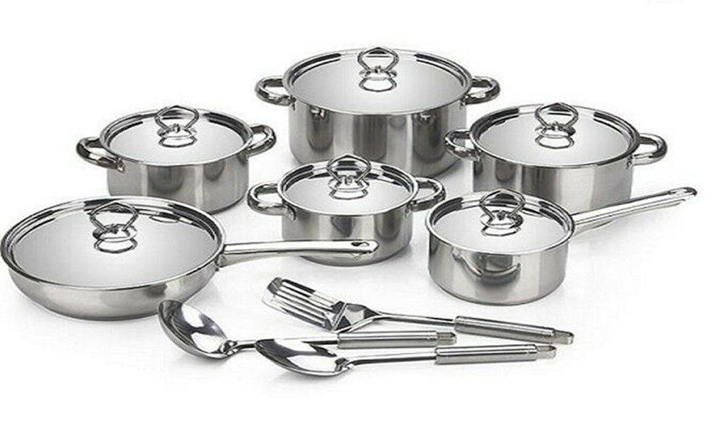 SMTE - Heavy Bottom Stainless Steel Cookware Set - 15 Piece