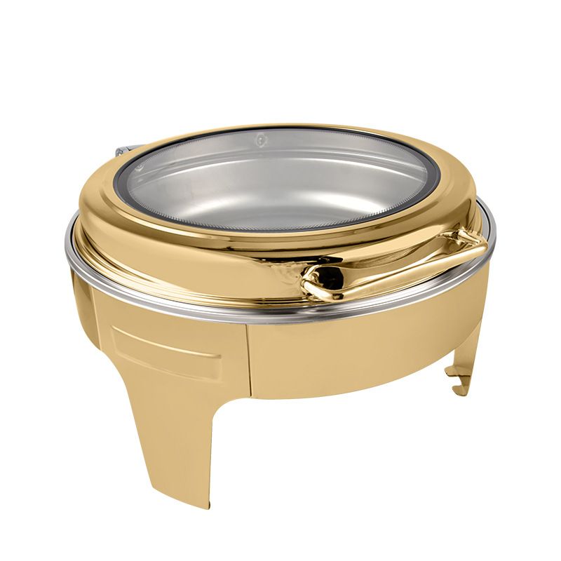 SMTE - Flip Over Top Chafing Dish Round with WindowGold6 LitreGold