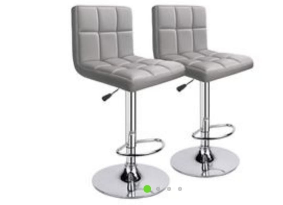 SMTE - Padded  Bar Stools/Kitchen Chairs  - Set Of 2 - Grey