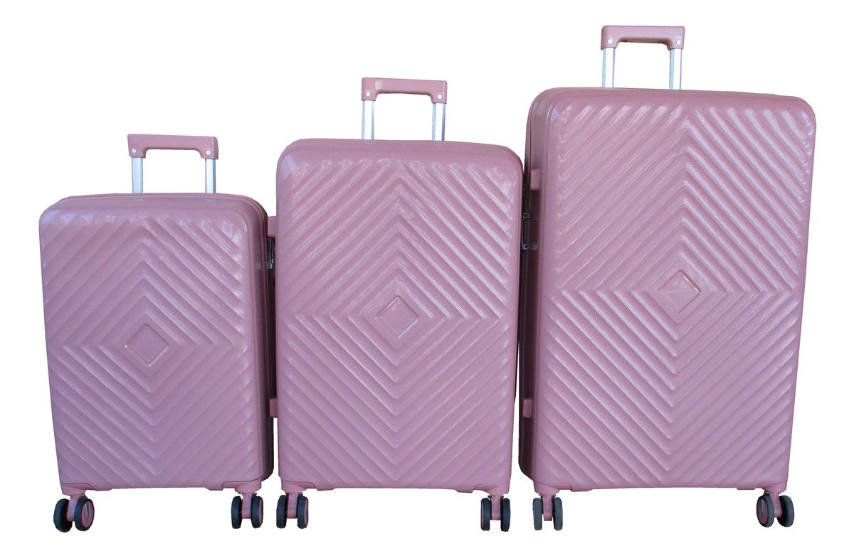SMTE - Unbreakable 3Piece Luggage Set with Spinner Wheels,Telescoping Handle,LockPink