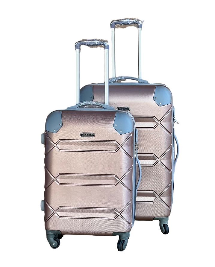 SMTE - Le Emporer Lightweight 2 Piece Luggage SetSuitcase with Corner ProtectorsRose Gold