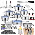 SMTE - Stainless Steel 7-Layer Capsuled Bottom Cookware Set With Bread Knife-51Pcs