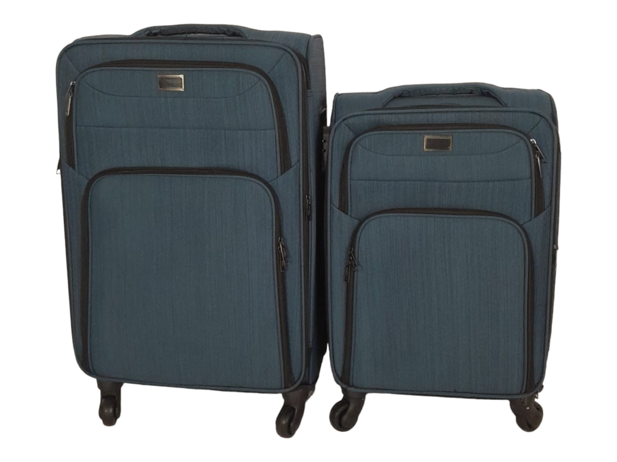 SMTE - Trolley 2 Piece Travel Luggage Spinner -Fabric - Blue