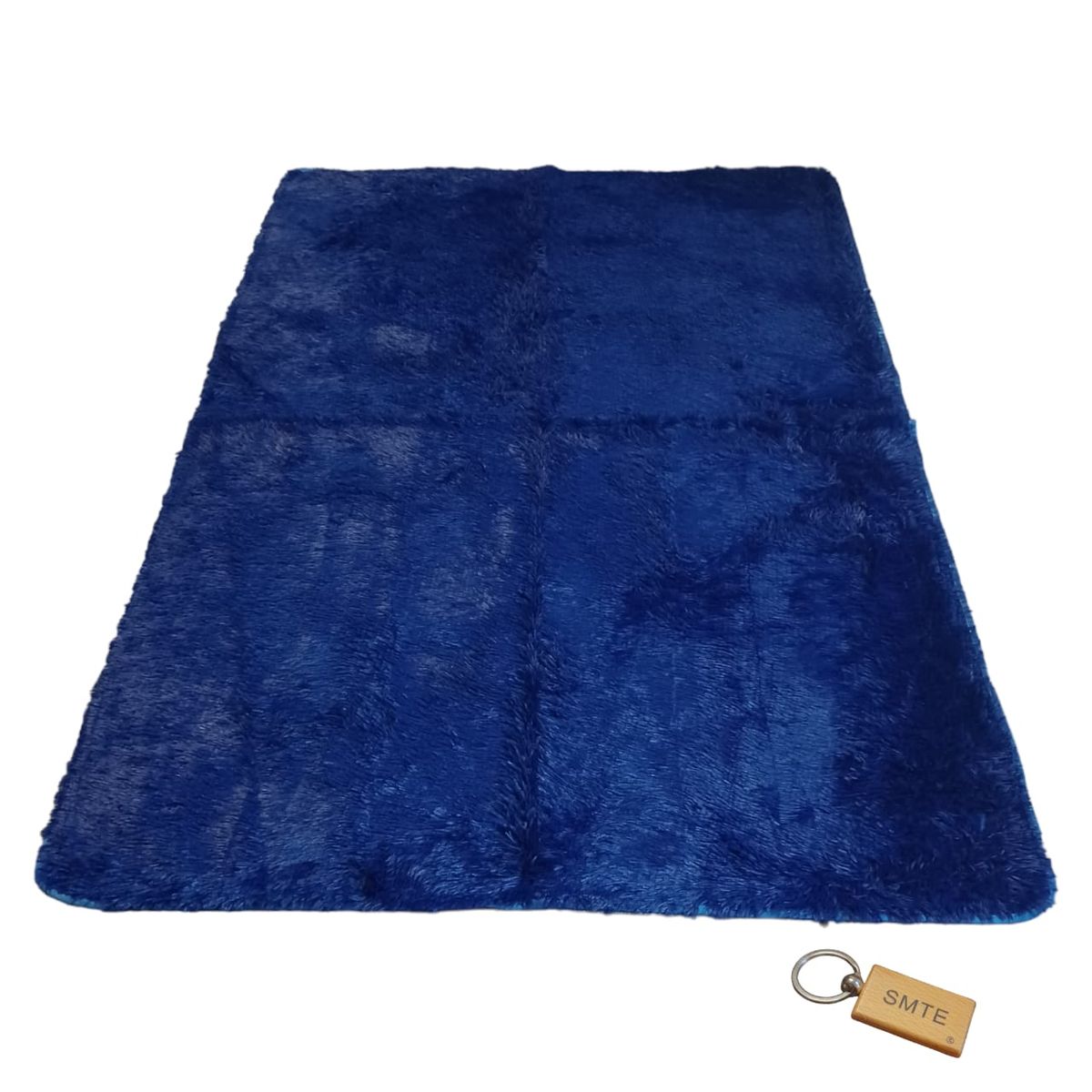 SMTE - Luxurious Fluffy Carpet: Softness and Style for Your Space with  KeyringDark Blue