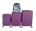 SMTE - ABS Purple Spinner Luggage Set with Tank Print Backpack 3Piece