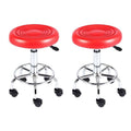 SMTE - Set of 2 Adjustable Rolling Barstools with Wheels - Red