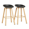 SMTE - Set of 2 Modern Armless Bar Stool - Black