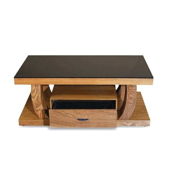 SMTE - Glass Top Wooden Coffee Table