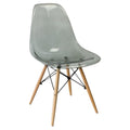 SMTE - Modern Design Clear Dining Chairs with Wood Legs - Grey