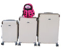 SMTE - Cream 3Piece ABS Spinner Luggage Set + Kids Pink Ladybug Travel Bag