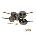 SMTE - 9 Piece AntiHeat Handles and NonTransparent Lid Pot Set and  Keyring