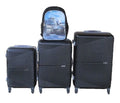 SMTE - Black 3Piece ABS Luggage Set with MilitaryThemed Tactical Backpack